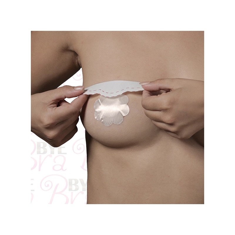 Taśmy do biustu i nakładki materiałowe - Bye Bra Breast Lift & Silk Nipple Covers Miseczka D-F 3 pary